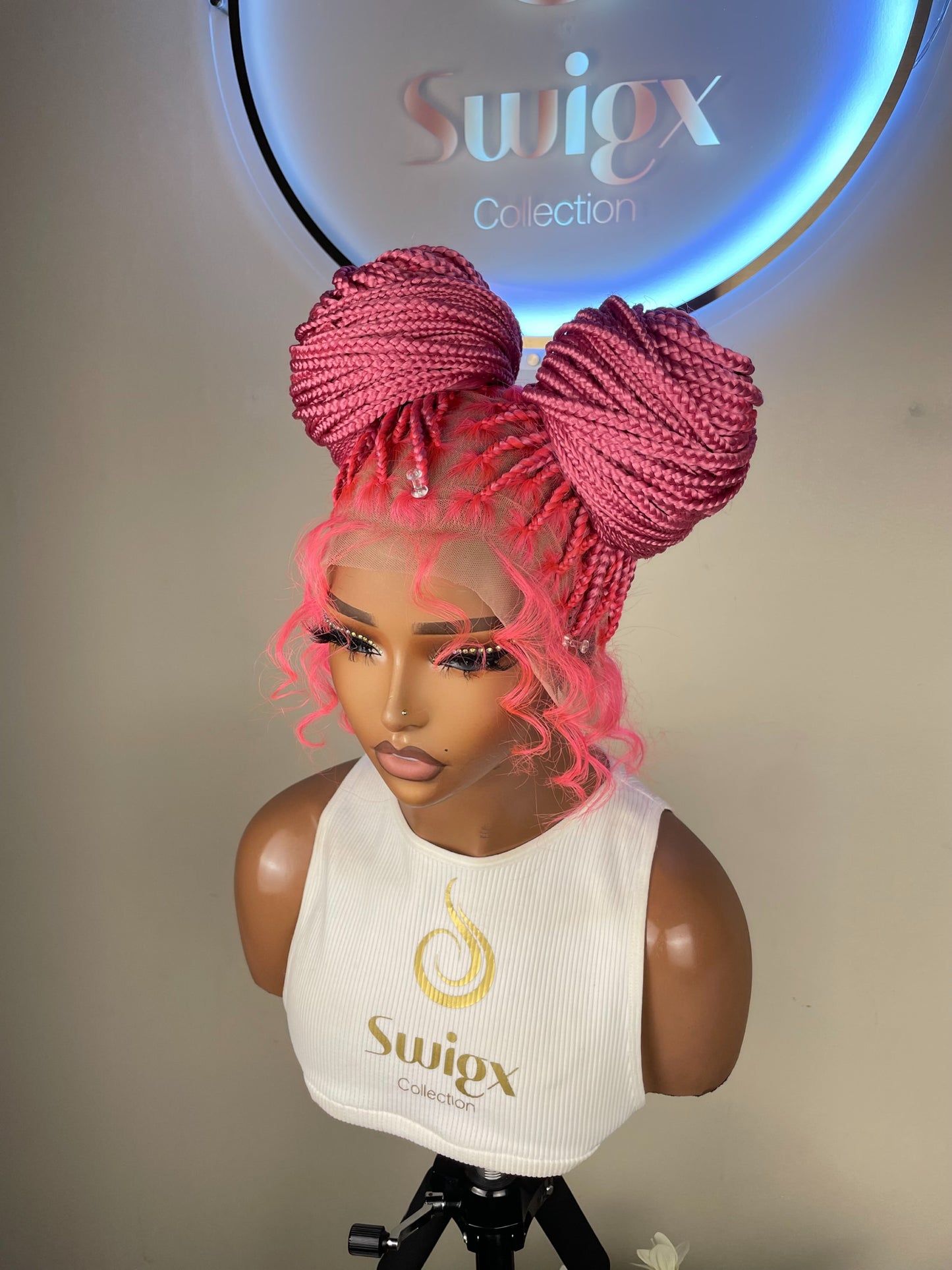 Pink Knotless Braids