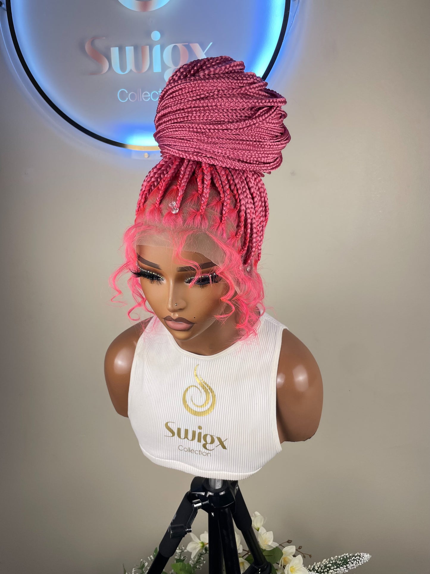 Pink Knotless Braids