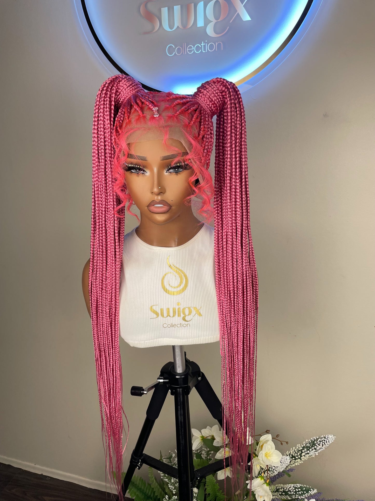 Pink Knotless Braids