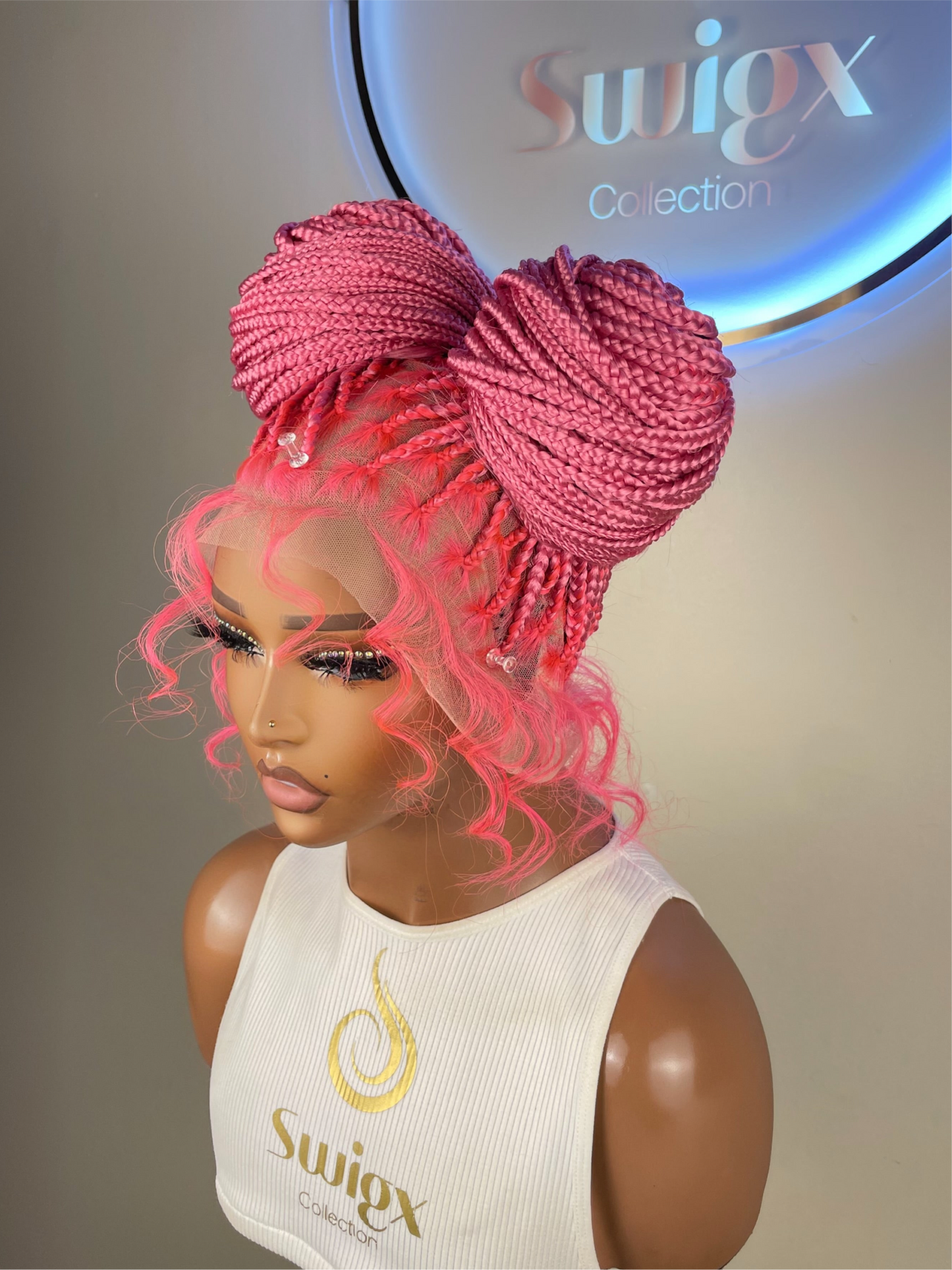 Pink Knotless Braids
